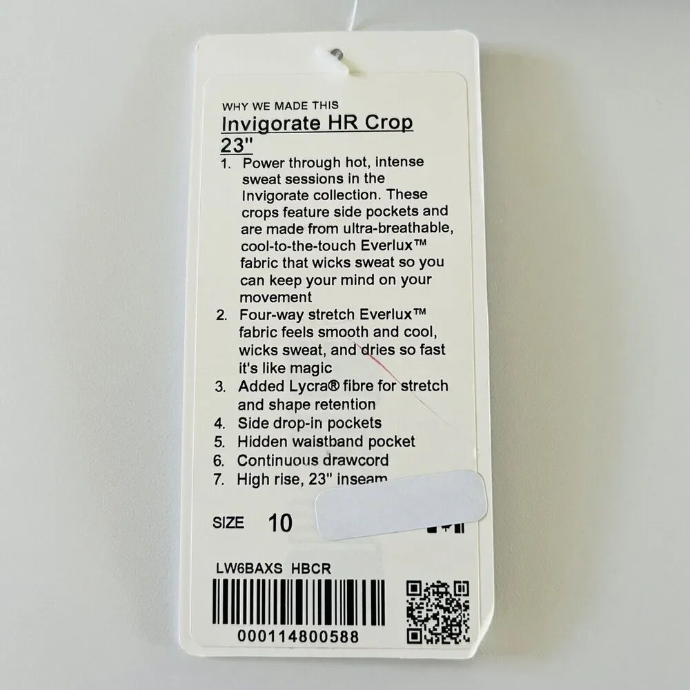 LULULEMON ATHLETICA Heathered Currant Invigorating HR Crop 23